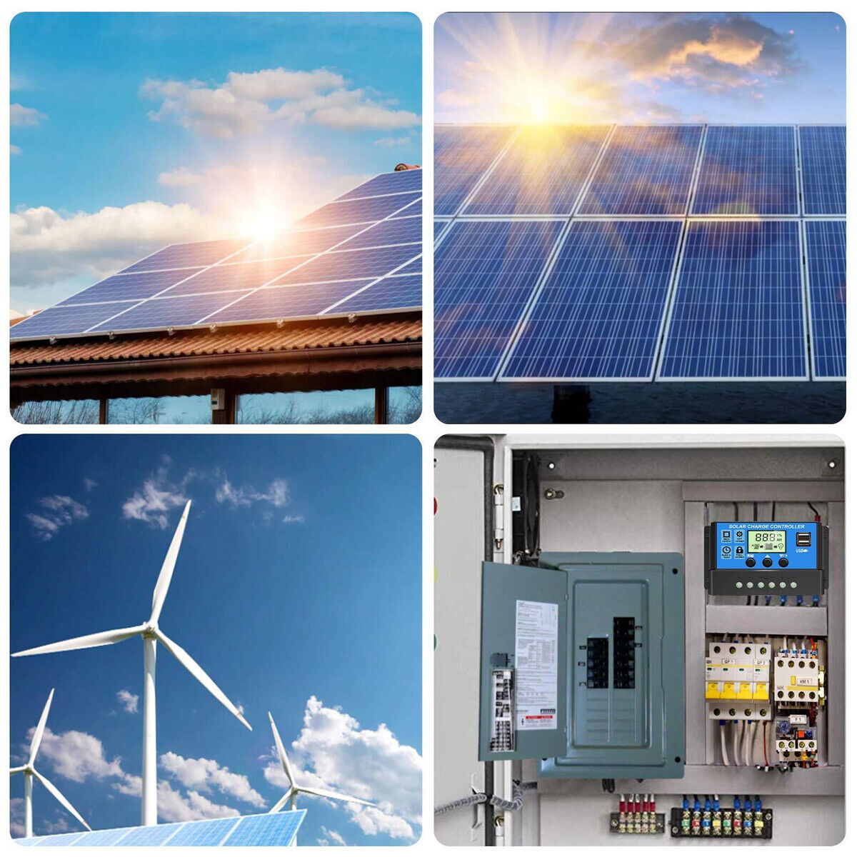 20A Solar Charge Controller 12/24V Battery Regulator with 2 USB Port LCD Display