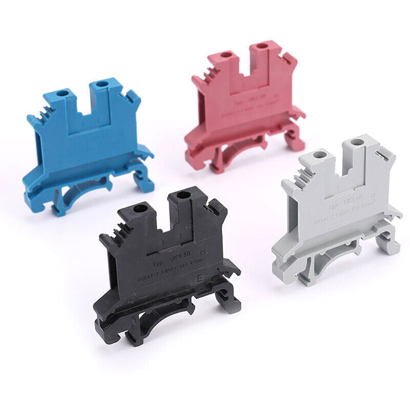 50-10Pcs UK-2.5B 2.5mm 2 DIN Rail Universal Combination Terminal Block Screw AU