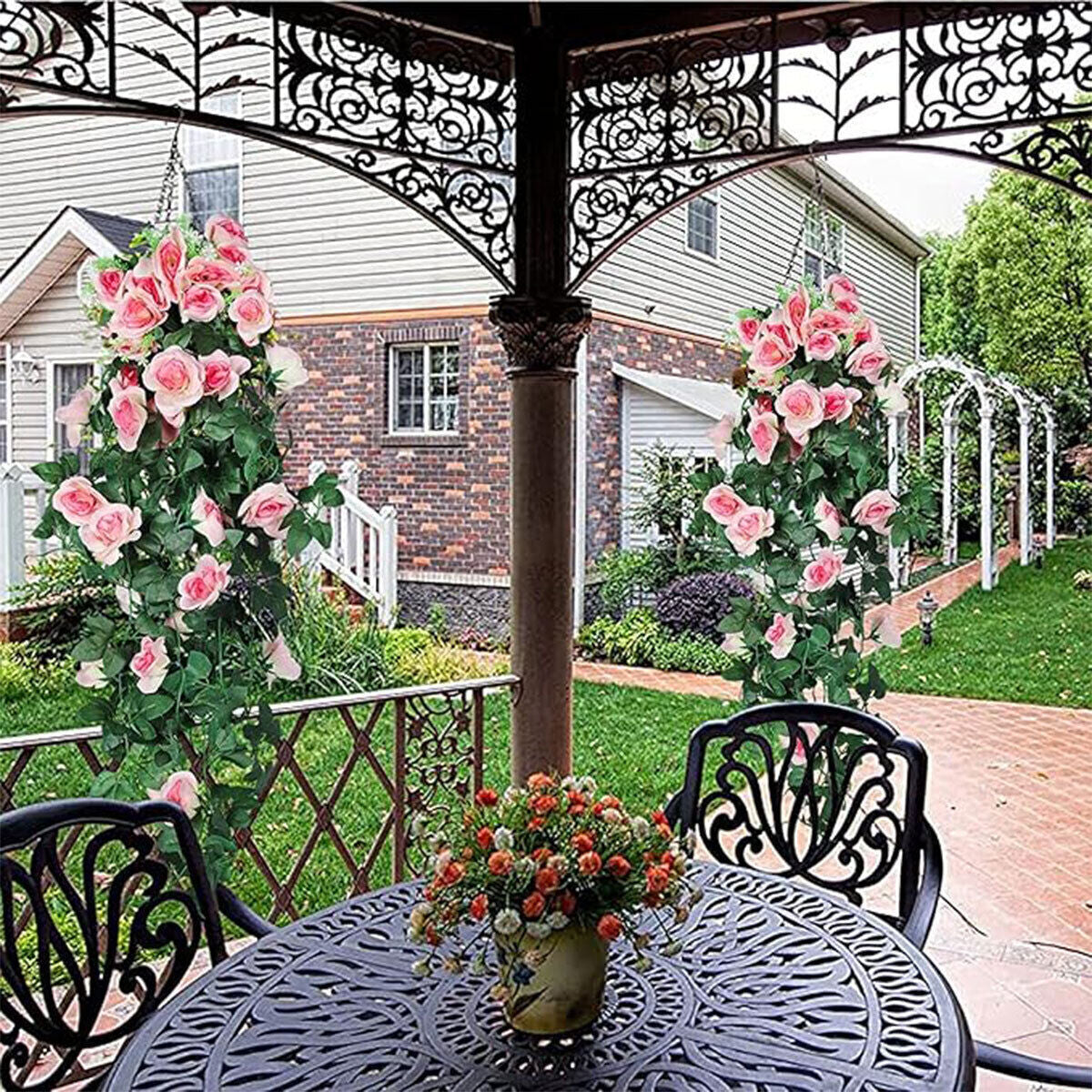 Artificial Rose Flower Garland Hanging Vine Fake Home Wall Wedding Decor AU Pack