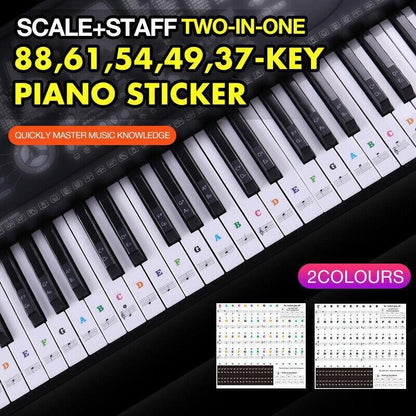 TRANSPARENT Keyboard Piano Stickers 88/61/54/49/37 KEYS Sticker Note For Learner