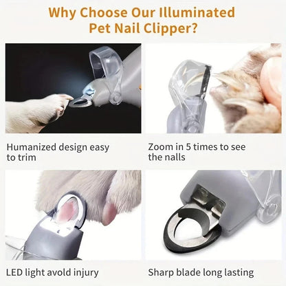Professional Pet Nail Clipper Scissors With LED Light Cat Dog Nail Clippers Tool