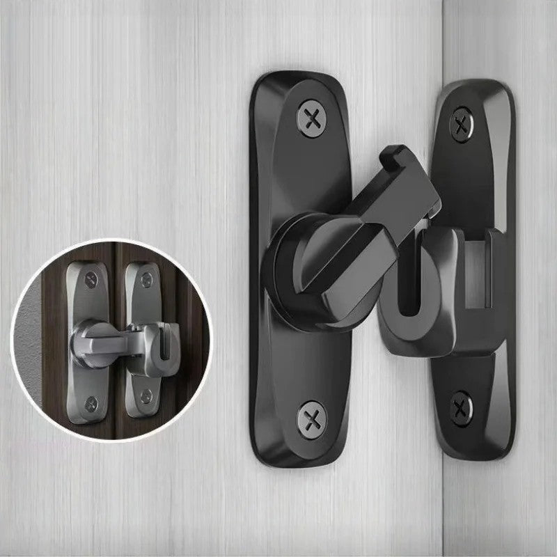 Barn Door Lock – 90/180° Adjustable Sliding Door Latch, Black Gate Lock f