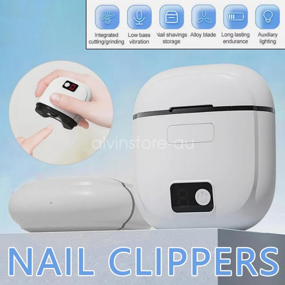 Automatic Electric Finger Nails Clippers With Light Trimmer USB Rechargeable AU