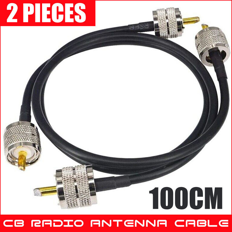 Pack of 2 CB Radio Antenna Cable 50Cm PL259 UHF Male to Male RG58 Coaxial Patch