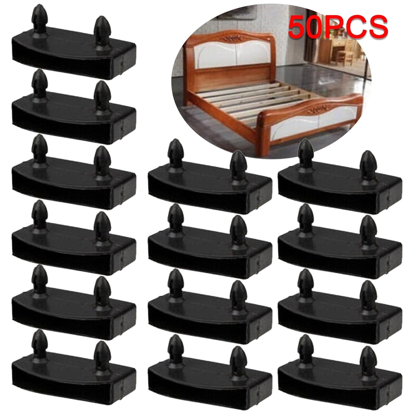 Black Plastic Replacement Bed Slat End Caps Holder for Wooden Slats Bed Base NEW