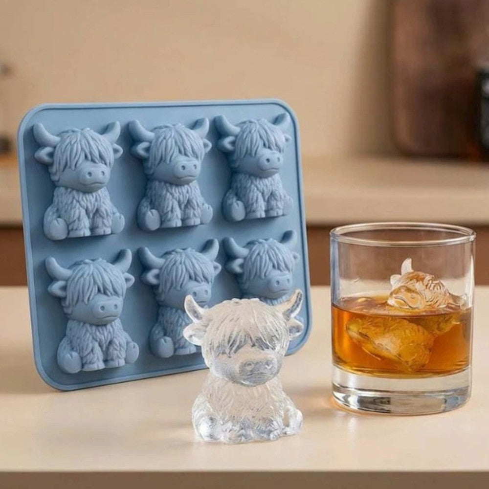 3D Highland Cow Ice Cube Tray Silicone Ice Ball Maker Mold for Whiskey Cocktails