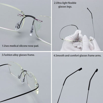 Rimless Memory Titanium Ultra-light Reading Glasses Presbyopic Eyeglasses