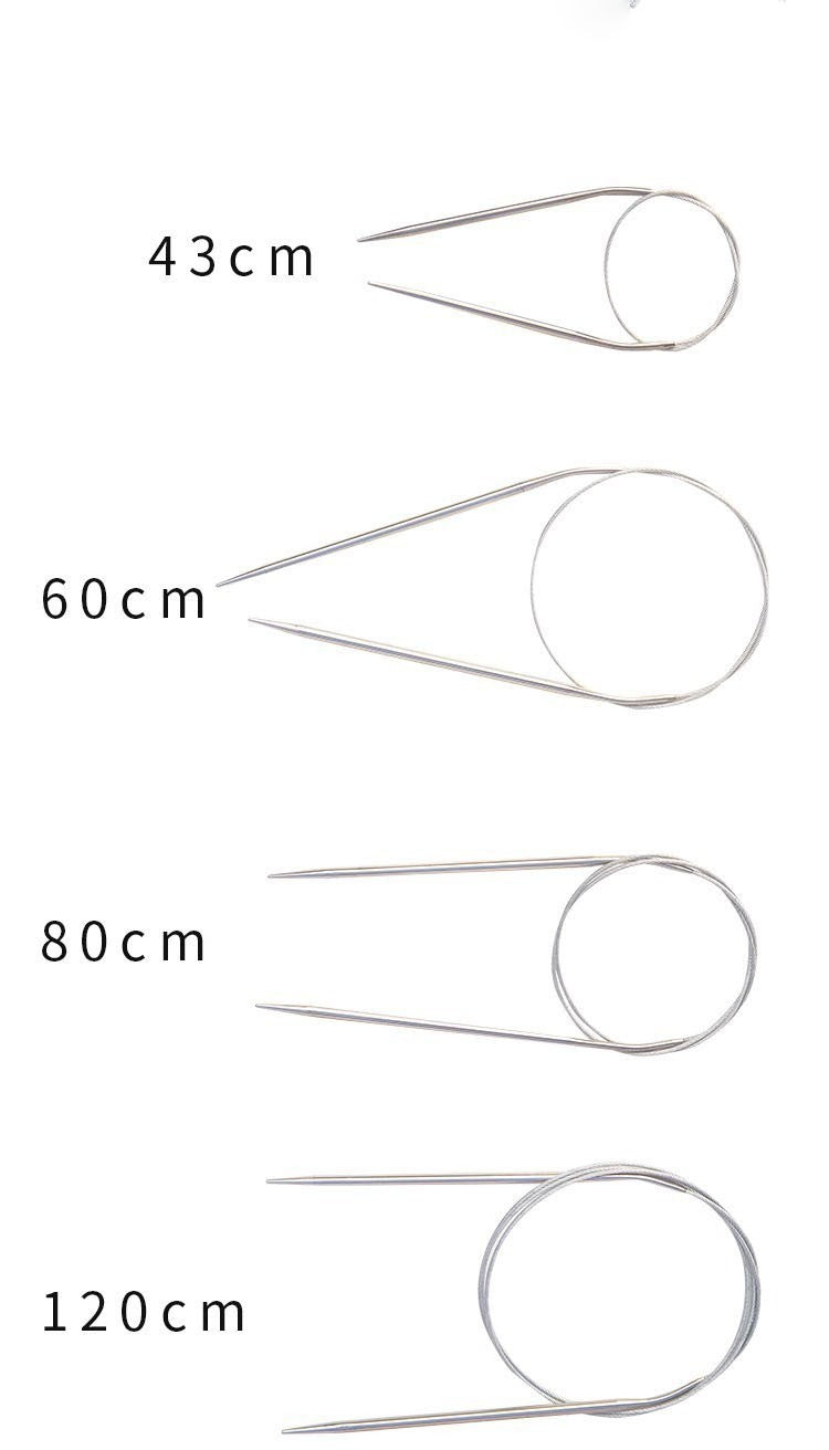 1x Circular Knitting Needle Set Stainless Steel Weaving Sewing 3.2-4.5mm 43-80cm