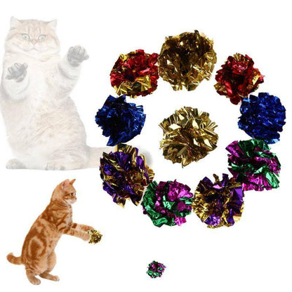 6-60PCS Cat Crinkle Balls Kitty Fun Toy Interesting Crinkly Sounds Soft New AU