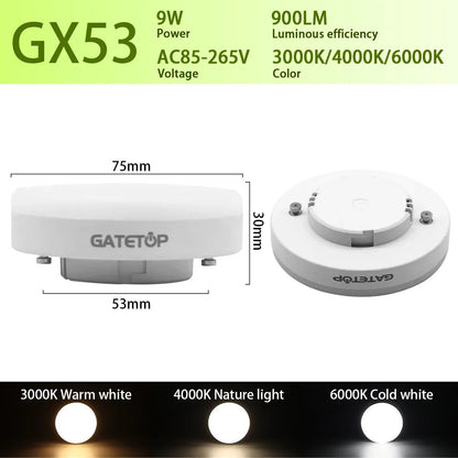 1-10 Pack GX53 LED Bulb 5W 15W Reflector, 60W Equivalent, Disc Frosted Puck, RA8