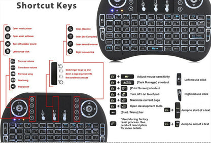 2.4GHz Mini Wireless Keyboard Mouse Backlight Air Touchpad for PC Smart TV Box
