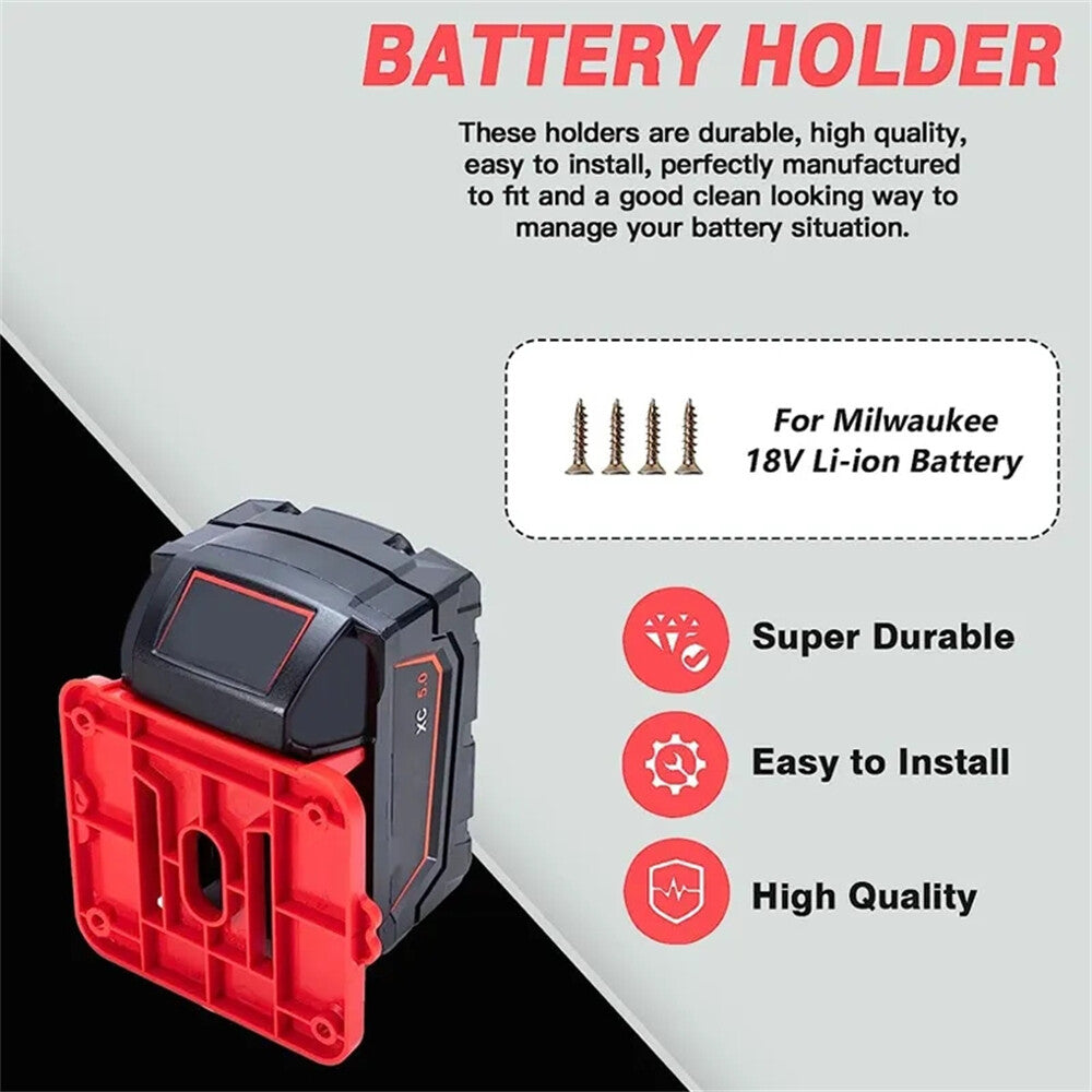 5/10x Battery Mounts Storage Holder Rack For Milwaukee M18 18V Tool Battery Red