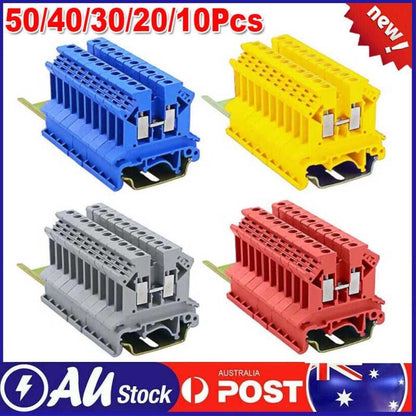 50-10Pcs UK-2.5B 2.5mm 2 DIN Rail Universal Combination Terminal Block Screw AU