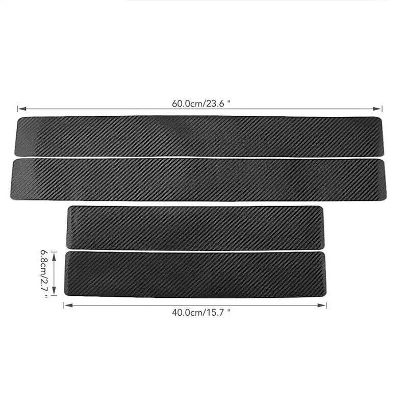 4PCS Car Door Sill Scuff Protector Plate Sticker Carbon Fibre Cover Anti-Kick AU
