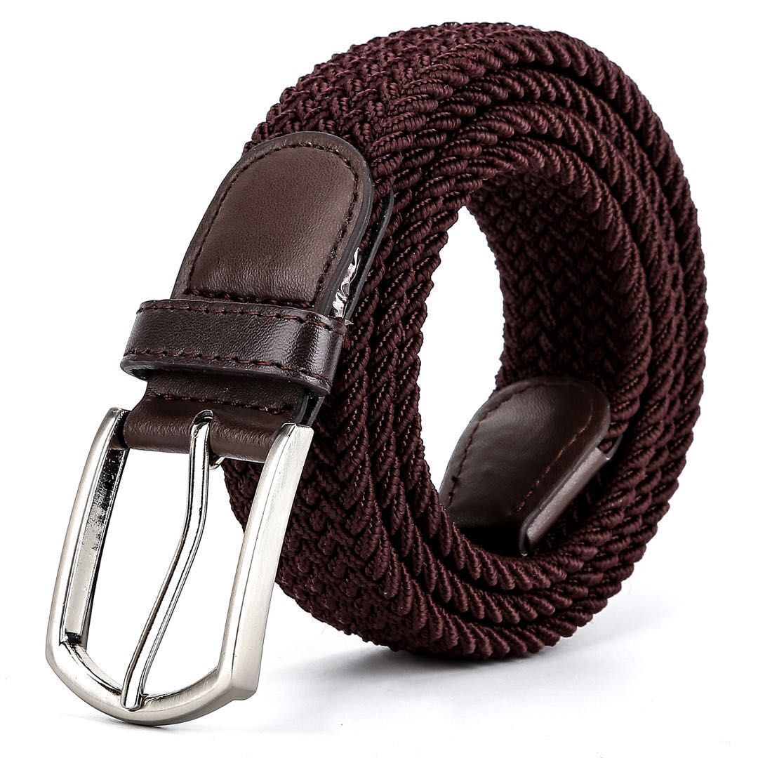Woman Man Unisex Elastic Fabric Braided Belt Enduring Stretch Woven Belt