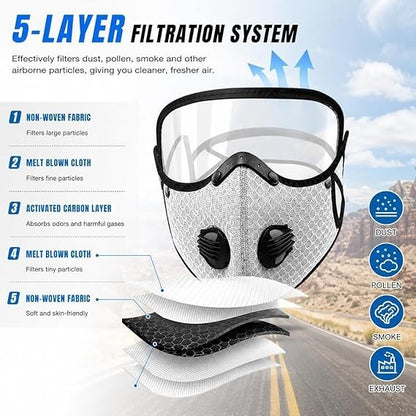 Reusable Carbon Filter Dust Mask with Adjustable Goggles With 10 Layer Filter