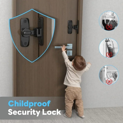Barn Door Lock – 90/180° Adjustable Sliding Door Latch, Black Gate Lock f