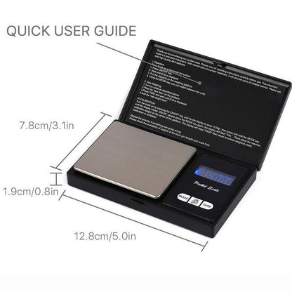 Pocket Digital Scale 200g x 0.01g LCD Jewelry Diamond Medicine Gram Scale Black