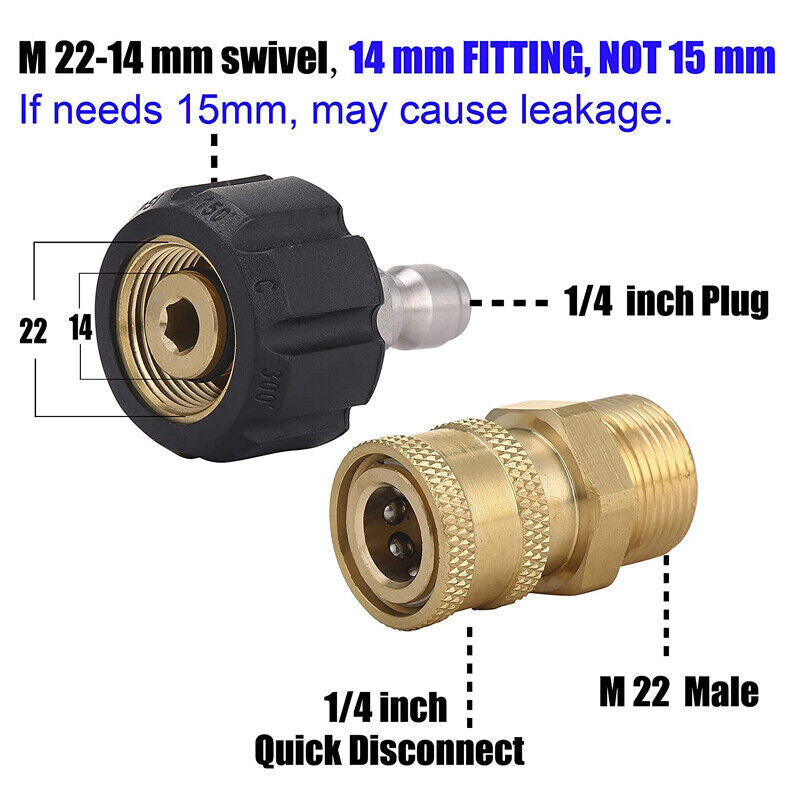 Brand New Pressure Washer Adapter 1/4" Quick Connect Kit M22-14 Adapter Au Stock