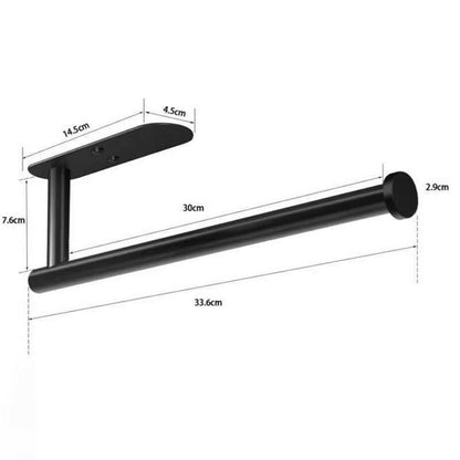 Kitchen Hanger Paper Roll Cabinet Towel Holder Black Rack Shelf Wall Adhesive