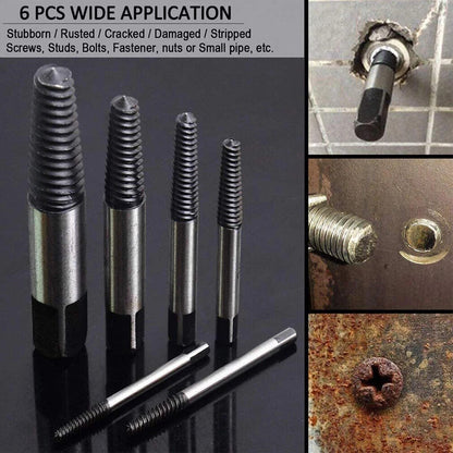 6Pcs Damaged Screw Bolt Extractor Ezy Out Set Easy Broken Screw Remover Kit AU