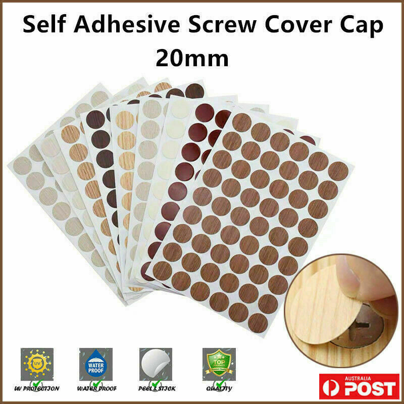 54 X Self Adhesive Decorative Screw Cover Caps Holes Cams Furniture Kitchen 20mm