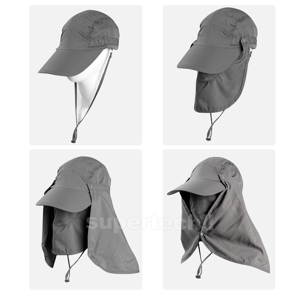 Mens Neck Flap Hat Wide Brim Cap Face Unisex Hiking Fishing UV Sun Protection