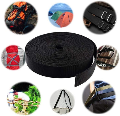 5M Nylon Webbing Strap Black 20-50mm Heavy Duty DIY Sew Outdoor Bag Craft Belt