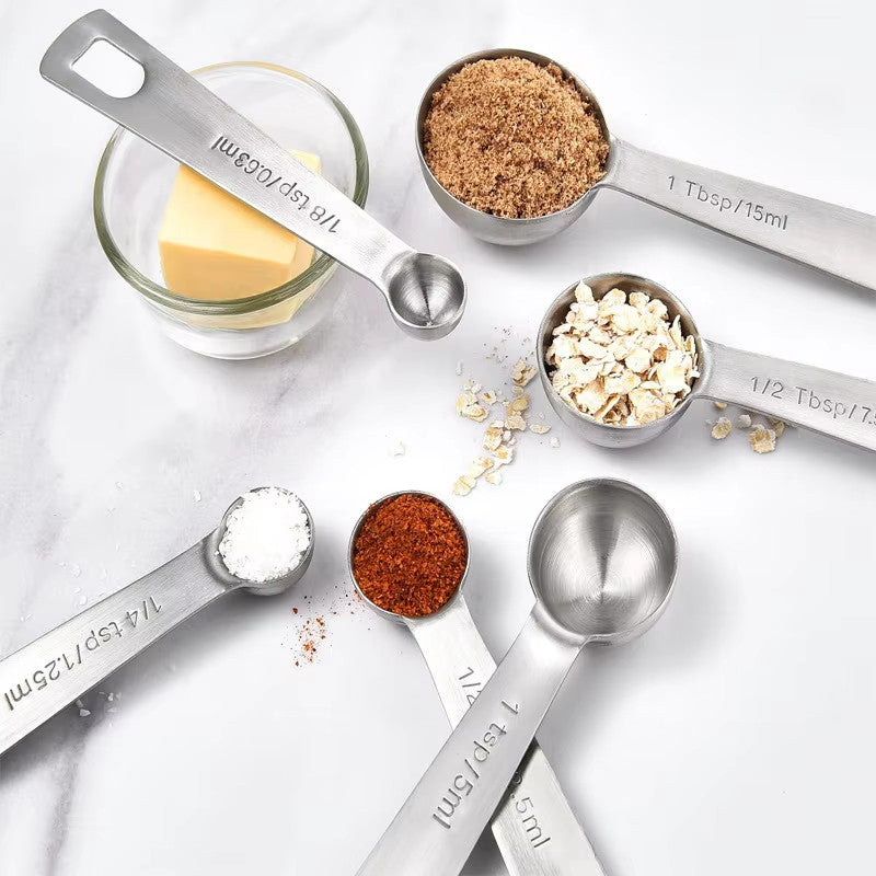 6-Piece Set of Stainless Steel Measuring Spoons for Baking Tools, Baking Scale M