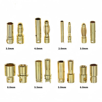 10 Pairs 6mm Bullet Connectors Banana Plugs Male Female for RC Battery ESC Motor
