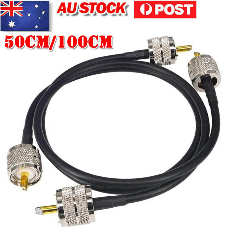 Pack of 2 CB Radio Antenna Cable 50Cm PL259 UHF Male to Male RG58 Coaxial Patch