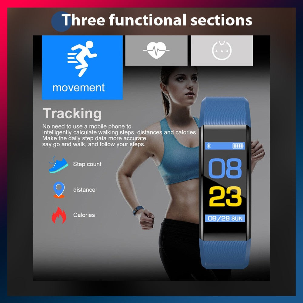 ID115 Plus Smart Fitness Tracker Heart Rate Blood Pressure Sleep Watch Band USB