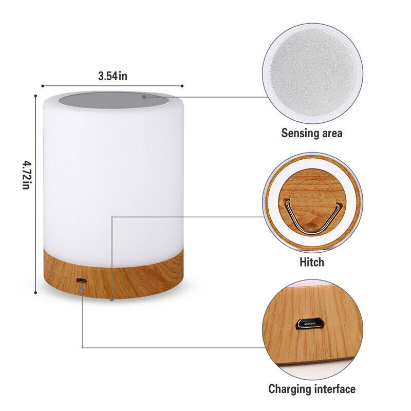 7 Colours RGB Touch Night Light LED Lamp Mood Dimmable Bedside USB Rechargeable