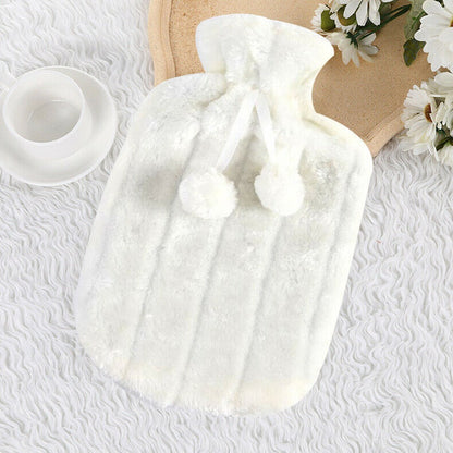 2L HOT WATER BOTTLE Fluffy Plush Faux Fur Cover Winter Warm Rubber Bag Warmer TT