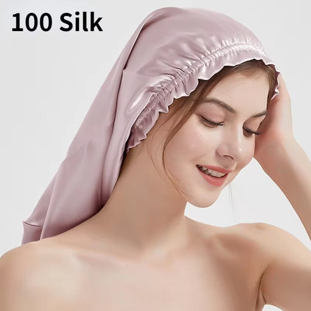 Pure Mulberry Silk Sleep Cap Head Long Hair Care Sleeping Bonnet Night Cap Wrap