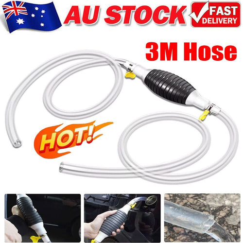 Fuel Suction Transfer Syphon Pump Siphon Hand Car Vehicle Petrol Diesel Oil