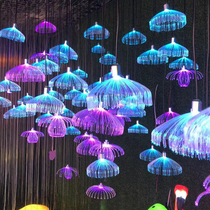 Colorful Fiber Optic LED Jellyfish Light Chandelier Christmas New Year's Decor