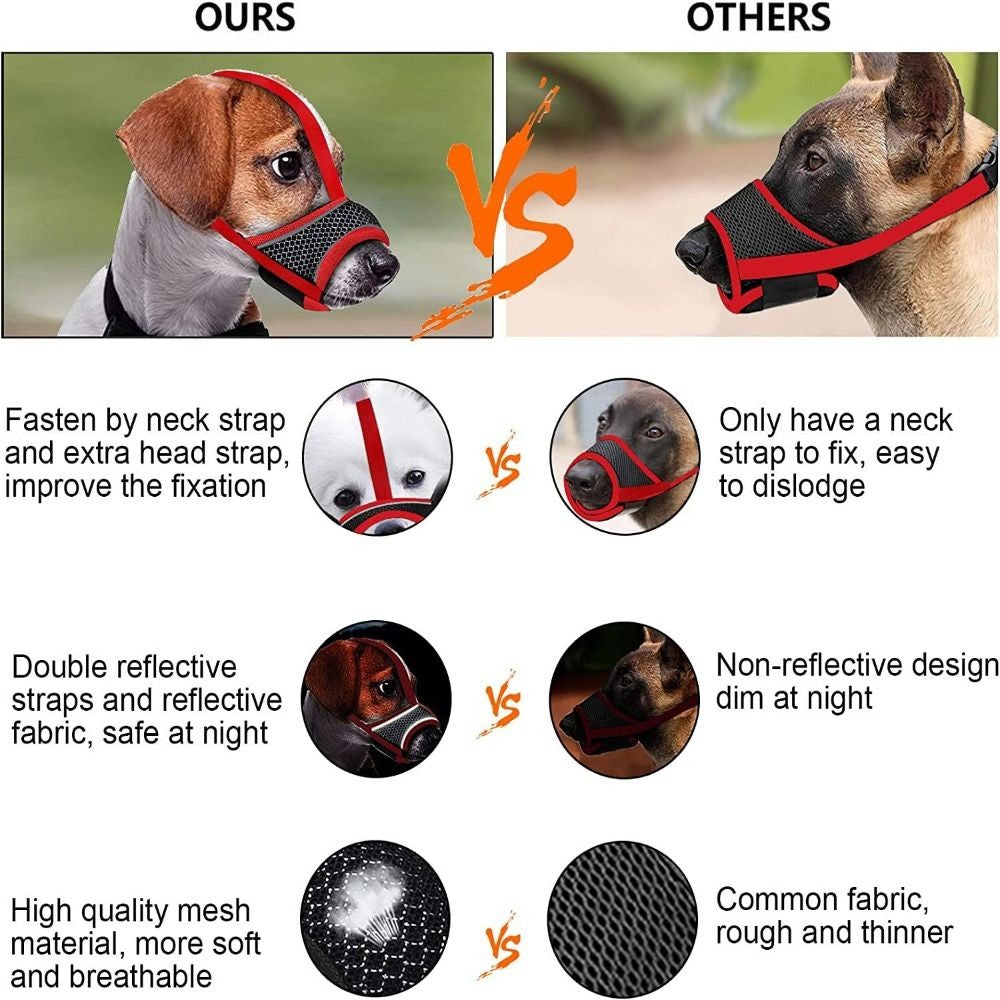 Comfortable Mesh Dog Muzzle Adjustable Strap Pet mask  Small to Medium Dogs