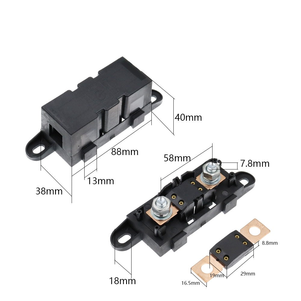 MEGA Fuse Holder Block & Bolt-On Fuse Kit M8 32V Dual Battery 4x4 Caravan Boat