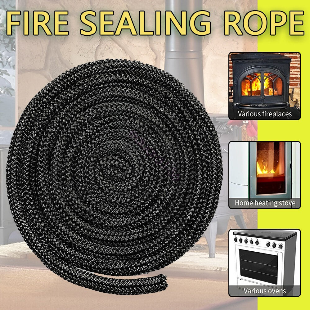 6-25MM Wood Fire Stove Heater Door Rope Seal Gasket Fiberglass Fireplace 200CM
