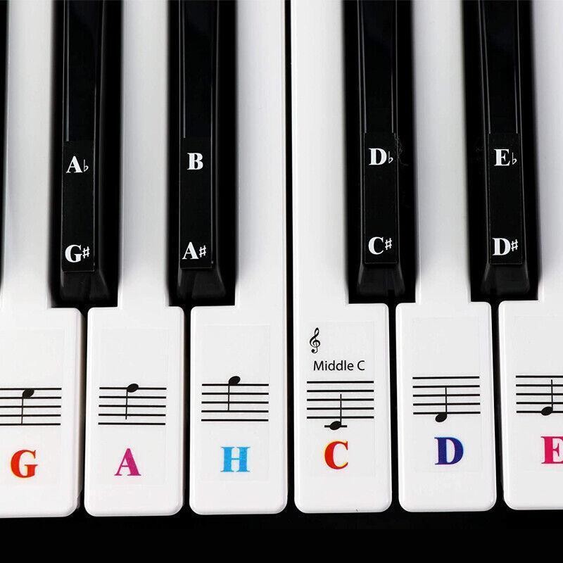 TRANSPARENT Keyboard Piano Stickers 88/61/54/49/37 KEYS Sticker Note For Learner