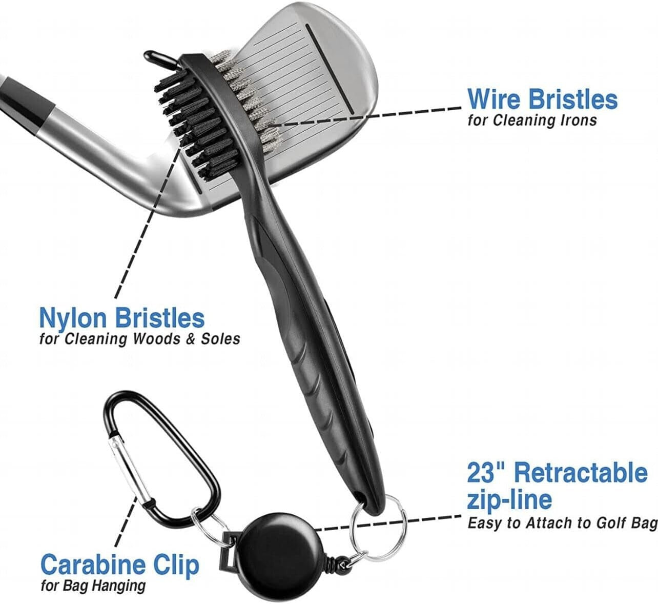 Cleaning Brush Retractable Stock Color Groove Cleaner With Reel Club Ball – Compatible with Golf