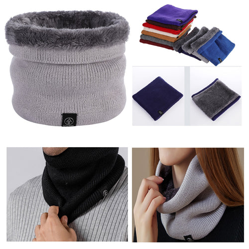 Neck Warmer Tube Winter Knitted Scarf Thermal Insulation Fleece Thick Knit Snood