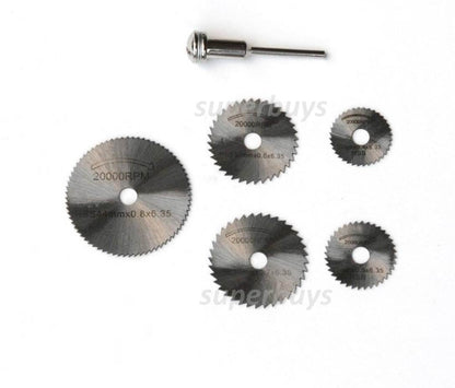6pc Circular Power Saw Cutting Blade Abrasive Drill Bit Die Grinder Mandrel Set