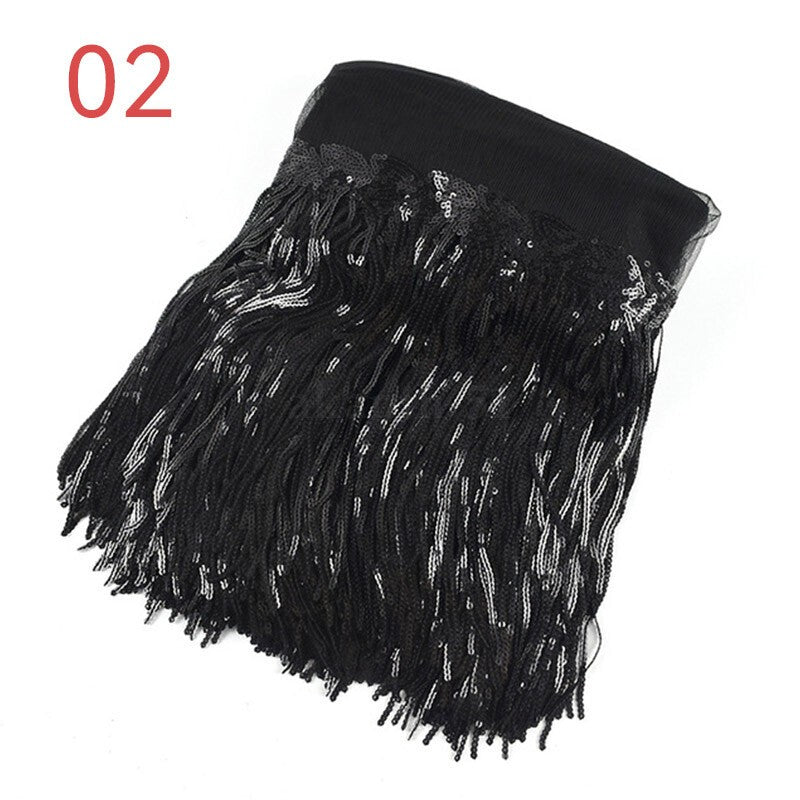 AU 10Y Sequin Fringe Trim Tassel Glitter Lace Fringes for Dance Clothes Dress