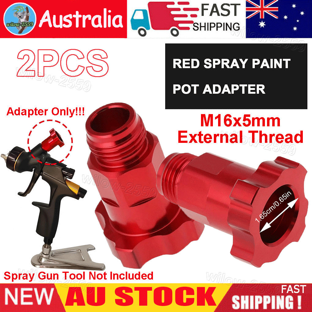 2PCS Spray Gun Connectors M16x5mm External Thread Spray Paint Pot Adapter Red