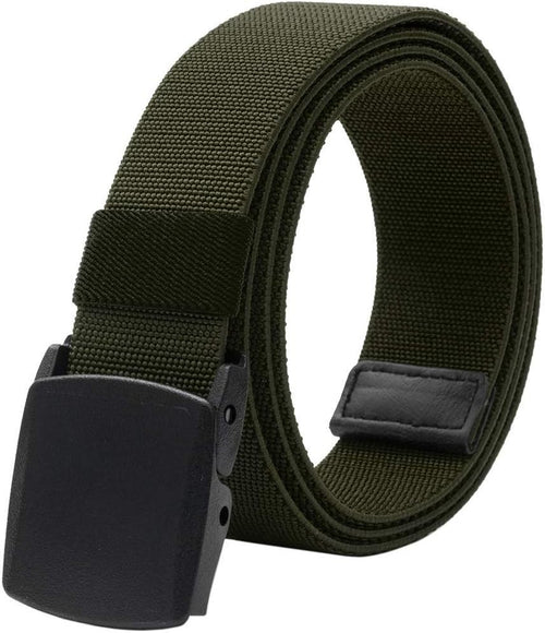 Elastic Belt for Men, Stretch Canvas Belt with Plastic Buckle, Breathable Be
