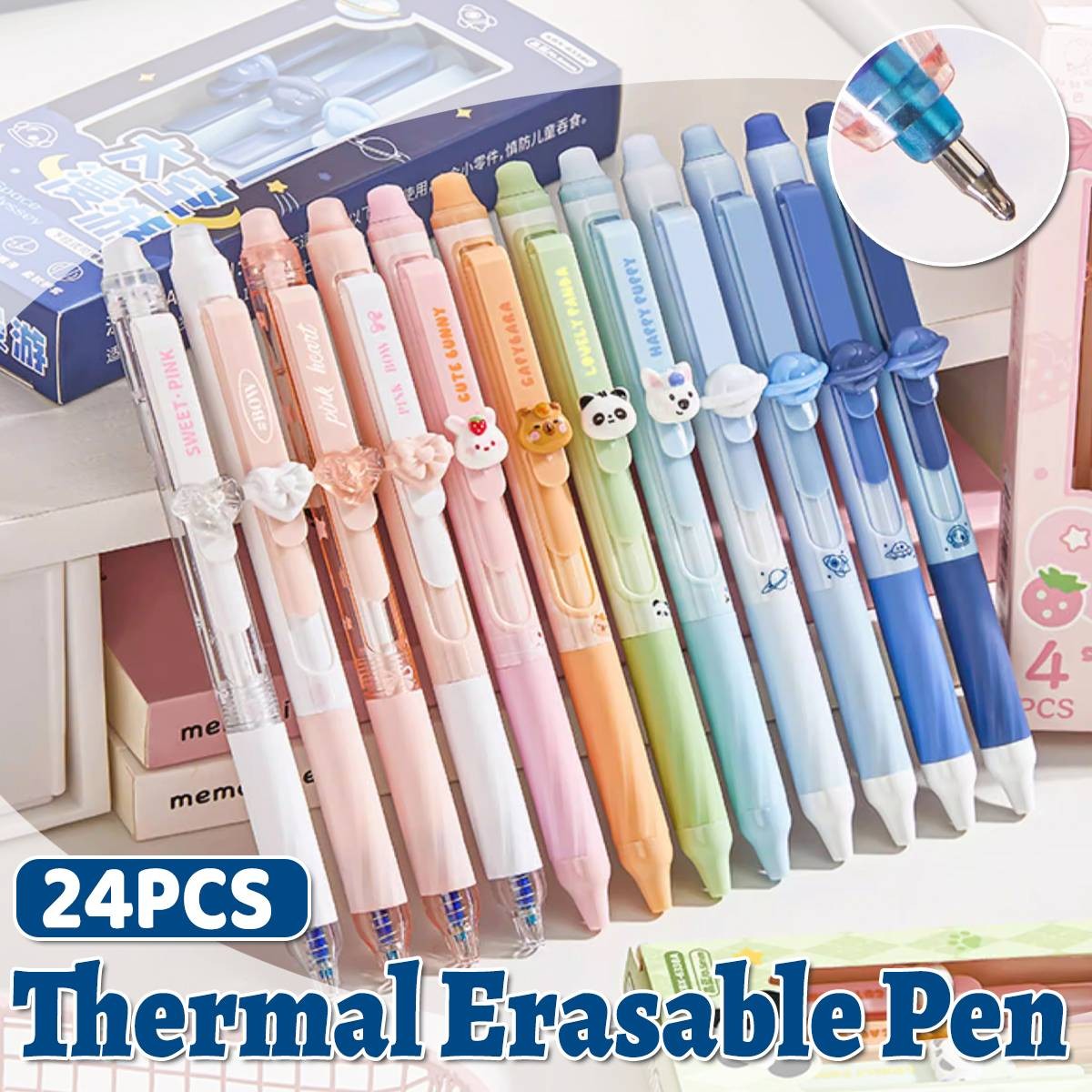 Thermal Erasable Pen Set 24 Pack Erasable Pens Gel Pens Colourful Cute Design AU