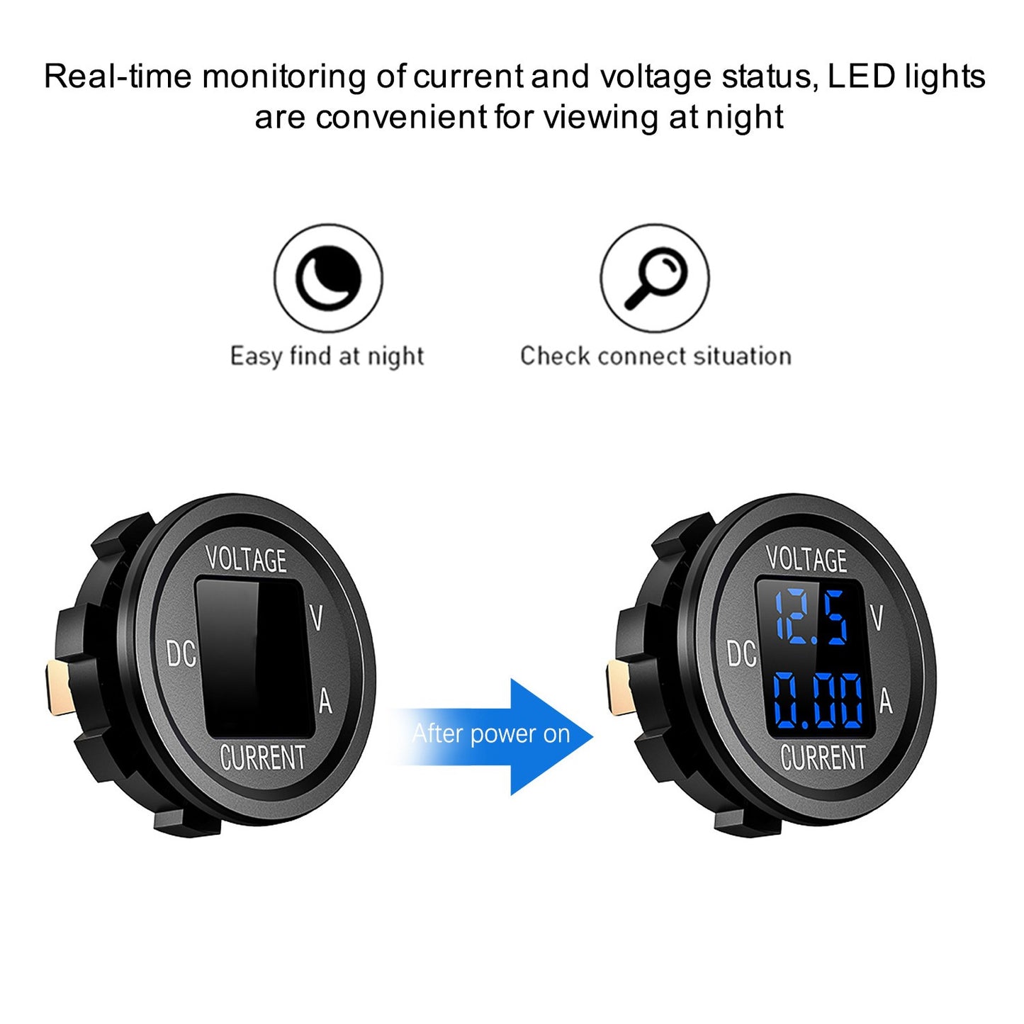 12V LED Digital Display Volt Meter Ammeter Voltage Round Car Voltmeter Amp AUS