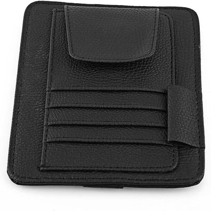 Sun Visor Organizer Sunglasses Holder Card Storage PU Leather Pouch Car Black AU